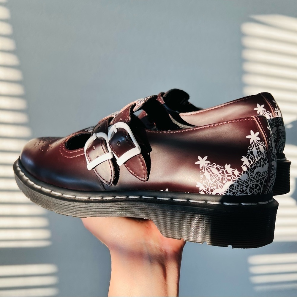 Dr Martens Lace Collection Oxblood Mandala Mary Janes Loafers 8065 - Picture 6 of 9